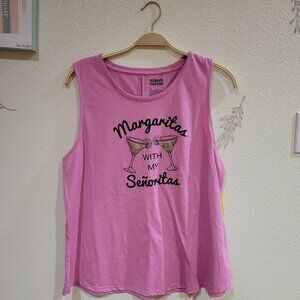 NWT Celebrate Together Womens Pink Tank Top Magaritas with my Senoritas Size XL